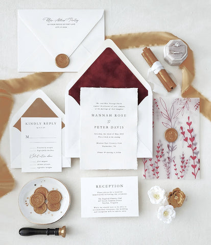 Burgundy and Gold Wedding Invitation Suite - Sample Set