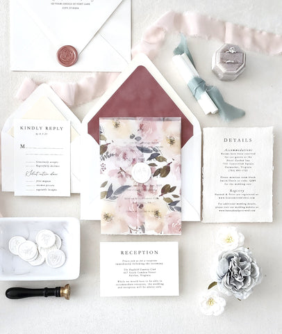 Blush Botanical Wedding Invitation Suite - Sample Set