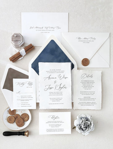 Dusty Blue and Gold Wedding Invitation Suite - Deposit