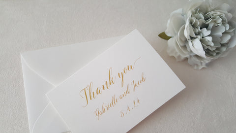 Gold Script Wedding Thank You Cards -  DEPOSIT