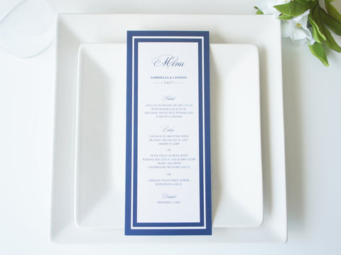 Navy Elegant Wedding Menu Cards - DEPOSIT