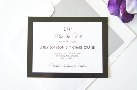 Black and White Monogram Save the Date