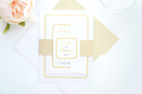 Gold Glitter Wedding Invitation - SAMPLE SET
