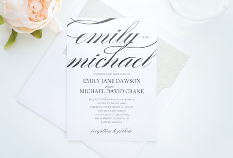 Elegant Calligraphy Wedding Invitation- DEPOSIT