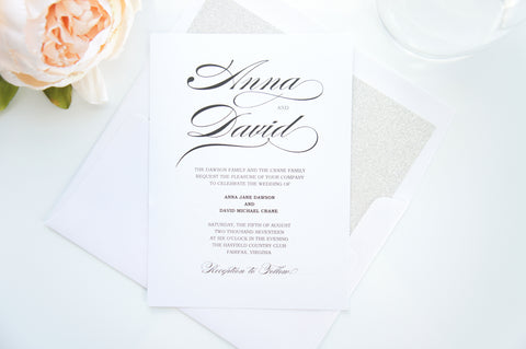 Beige Calligraphy Wedding Invitation - DEPOSIT