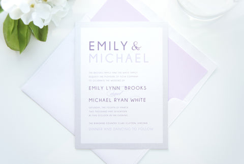 Modern Purple Wedding Invitation - DEPOSIT