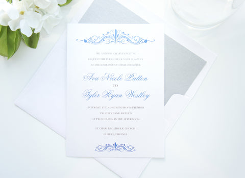 Royal Blue Wedding Invitation - DEPOSIT