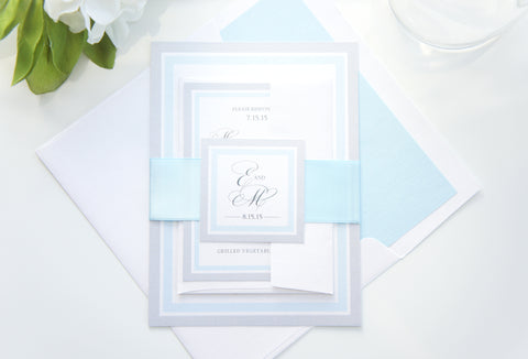 Light Blue Wedding Invitation - DEPOSIT
