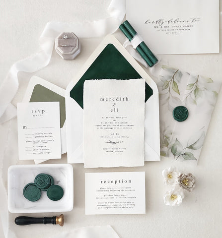 Minimal Greenery Wedding Invitation Suite - Deposit