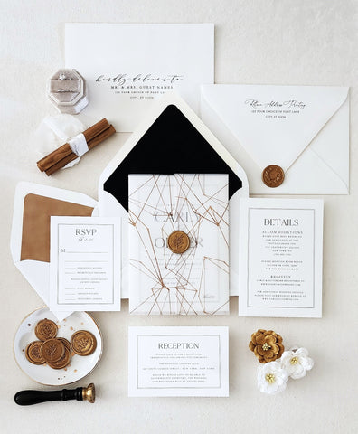 Modern Gold and Black Wedding Invitation Suite - Sample Set
