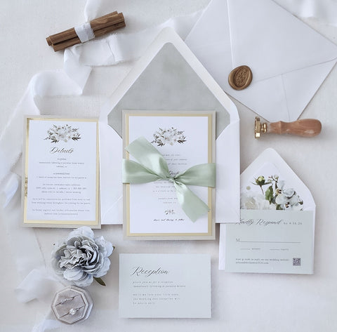 The White Orchid Suite - White Botanical Wedding Invite Deposit