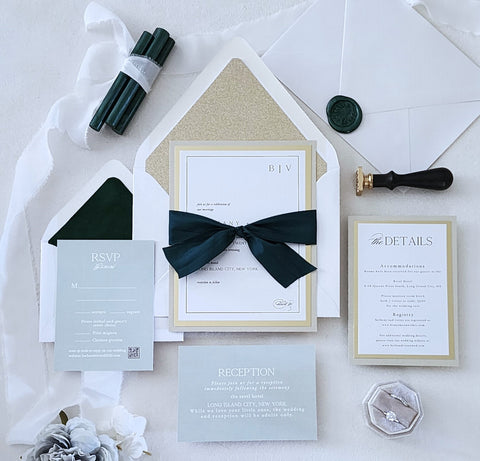 The Emerald Suite - Sage and Gold Invitation Suite - Deposit