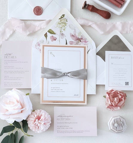 Blush and Silver Invitation Suite - Deposit