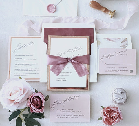 Isabella Suite Dusty Rose and Blush Wedding Invitation - Deposit