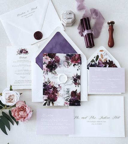 The Kristen Suite Purple Wedding Invitation - Deposit