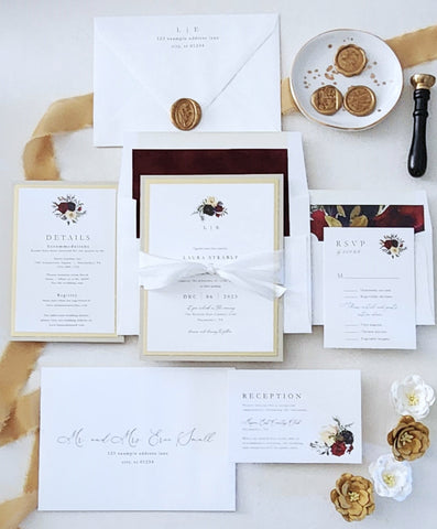 The Laura Suite - Burgundy and Gold Invitation Suite - Deposit