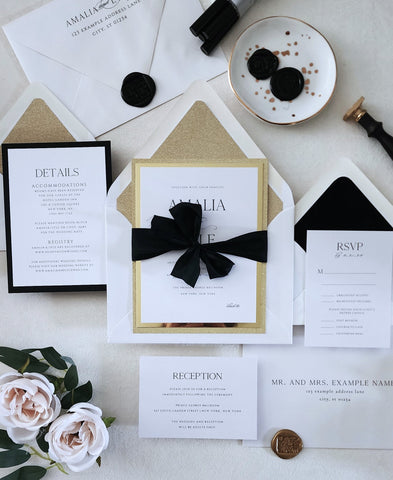 Amalia Black and Gold Invitation Suite - Deposit