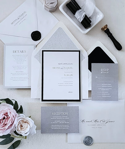 Black Tie Silver Luxury Invitation Suite - Deposit