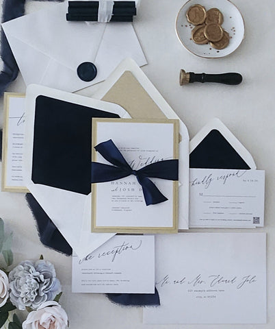 The Hannah Suite - Navy and Gold Invitation - Deposit