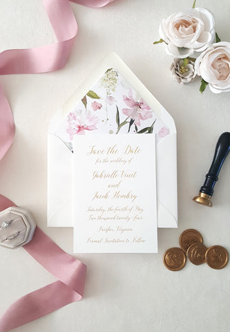 Blush and Gold Gabrielle Save the Date Card- Deposit