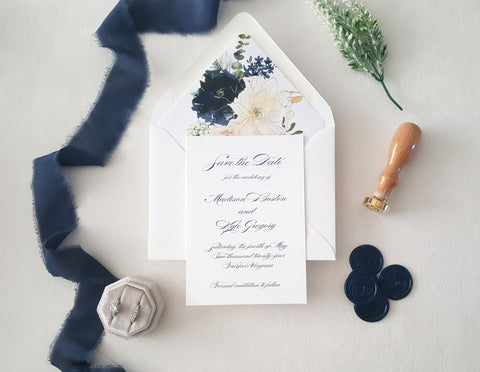 Navy Blue Madison Save the Date Card- Deposit
