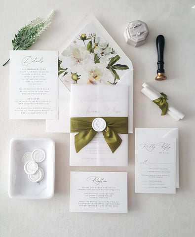 Olive Green Ariana Suite Wedding Invitation - Deposit