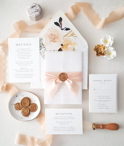 Champagne Botanical Wedding Invitation Suite - Sample Set