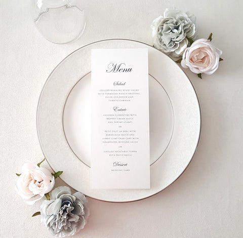 Traditional Wedding Menu Cards - DEPOSIT