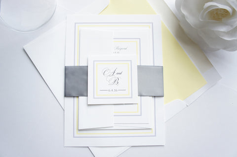 Yellow and Gray Wedding Invitation - SAMPLE SET