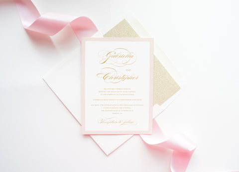 Blush and Gold Wedding Invitation - DEPOSIT