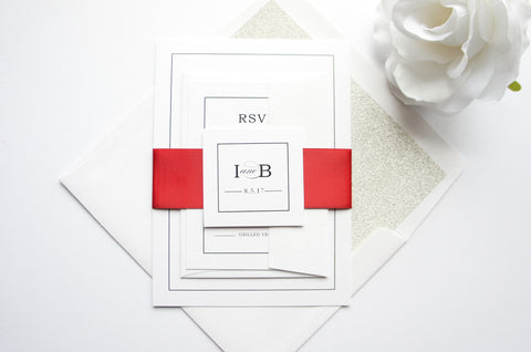 Simple Elegant Red Wedding Invitation - SAMPLE SET