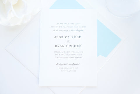 Simple Elegant Blue Wedding Invitation - SAMPLE SET
