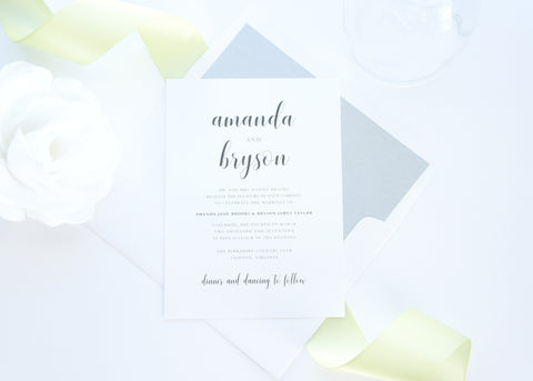 Modern Green Wedding Invitation - SAMPLE SET