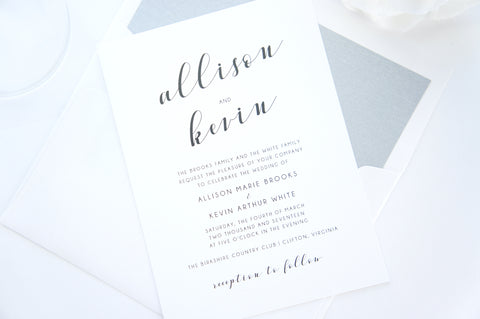 Mint Calligraphy Wedding Invitation - DEPOSIT