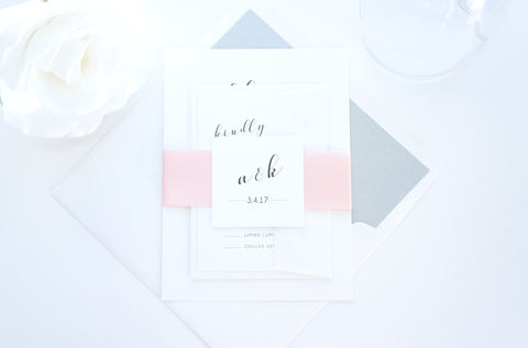 Pink Calligraphy Wedding Invitation - DEPOSIT