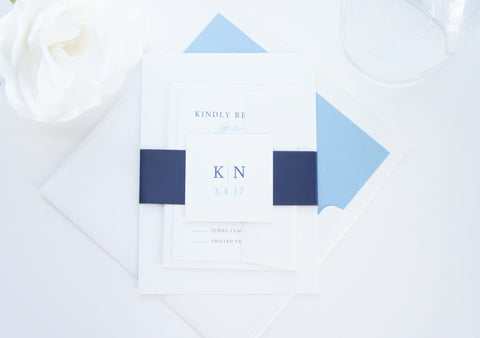 Modern Blue Wedding Invitation - SAMPLE SET