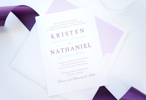 Modern Purple Wedding Invitation - DEPOSIT