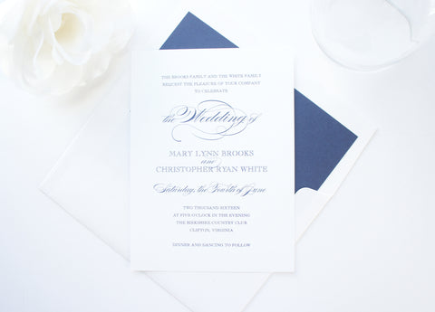 Pink and Navy Wedding Invitation - DEPOSIT