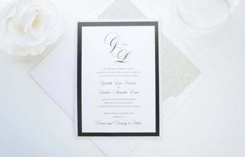 Silver and Black Wedding Invitation - DEPOSIT