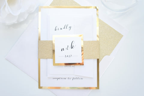 Gold Mirror Wedding Invitation - SAMPLE SET