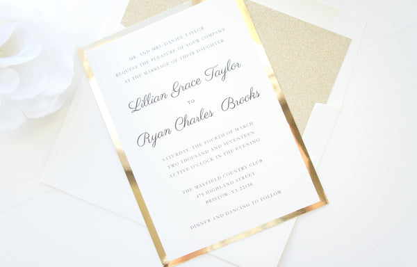 Classic Gold Glitter Wedding Invitation - DEPOSIT – KraftWeddingPapers