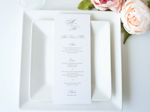 Simple Elegant Wedding Menu Cards - DEPOSIT