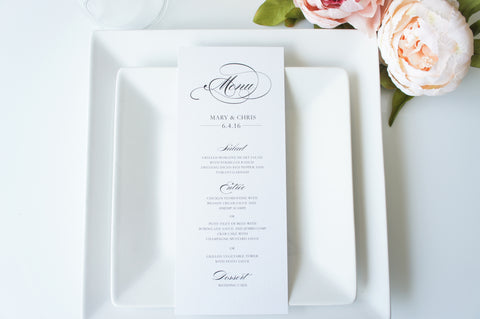 Elegant Calligraphy Wedding Menu Cards - DEPOSIT