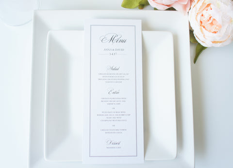 Simple Border Elegant Wedding Menu Cards - DEPOSIT