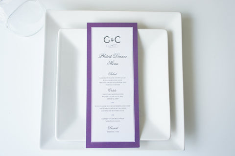 Purple Wedding Menu Card - DEPOSIT