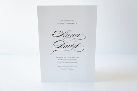 Elegant Calligraphy Wedding Program - DEPOSIT