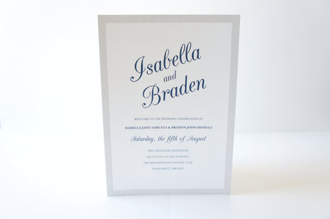 Navy and Silver Wedding Program - DEPOSIT