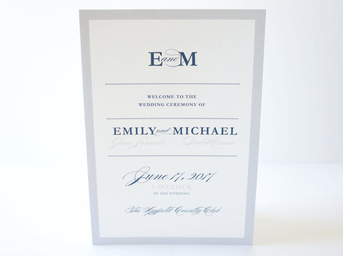 Navy and Gray Wedding Program - DEPOSIT