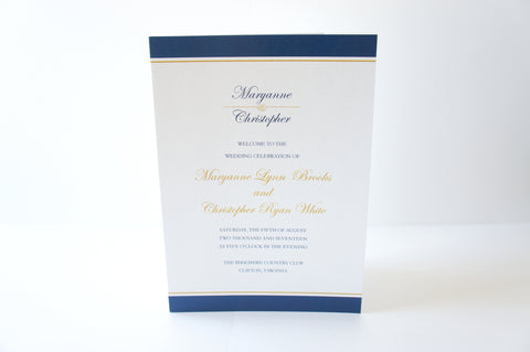 Navy and Gold Wedding Program - DEPOSIT