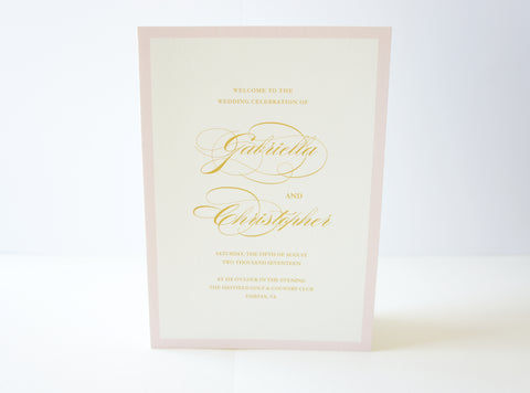Blush and Gold Elegant Wedding Program - DEPOSIT